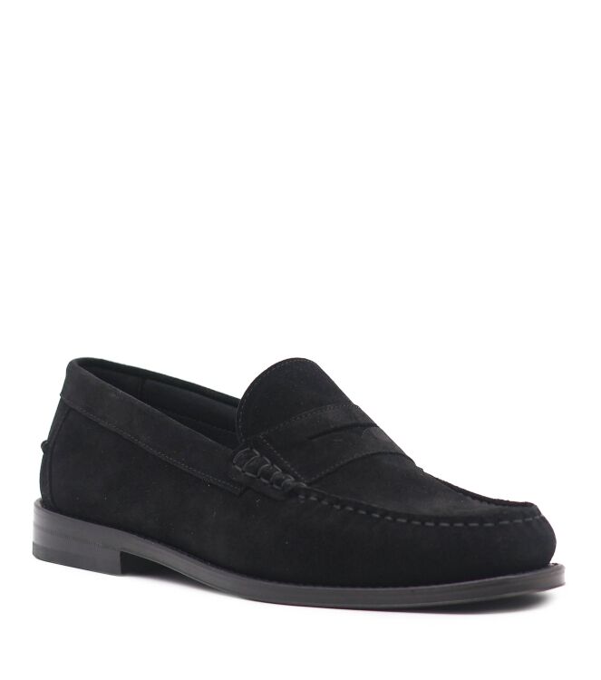 Greve Greve heren loafers zwart suede Nero Suede Greve Heren Instappers in Zwart online kopen