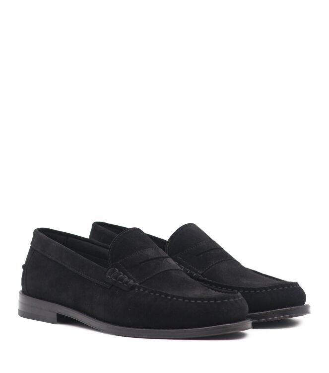 Greve Greve heren loafers zwart suede Nero Suede Greve Heren Instappers in Zwart online kopen