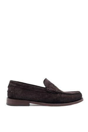 Greve heren loafers donker bruin suede