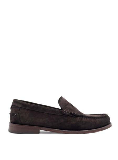 Greve Heren loafers donker bruin suede