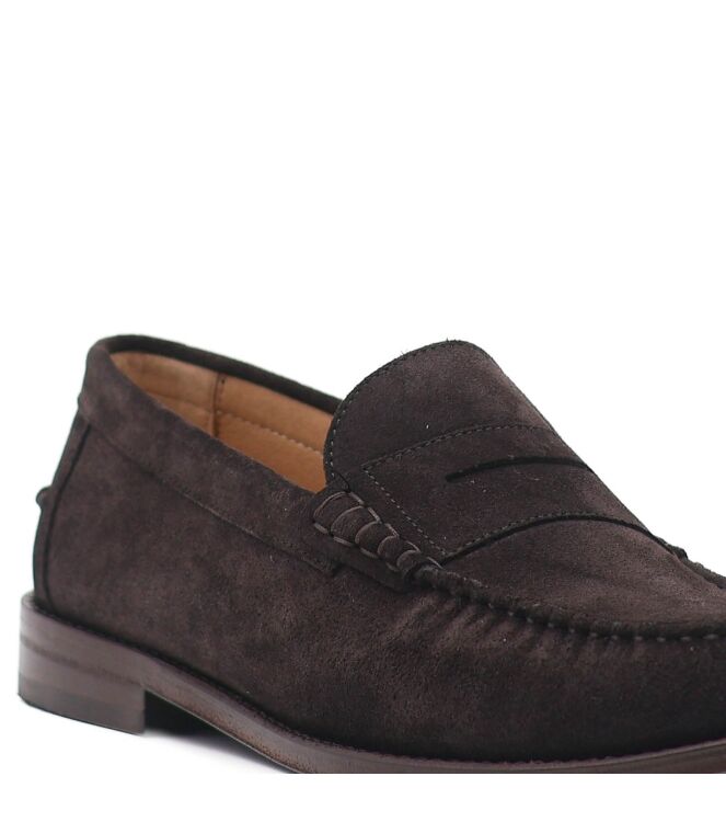 Greve Greve heren loafers donker bruin suede Africa Suede Greve Heren Instappers in Bruin online kopen