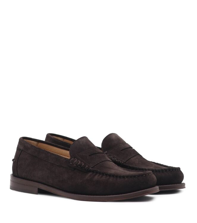 Greve Greve heren loafers donker bruin suede Africa Suede Greve Heren Instappers in Bruin online kopen