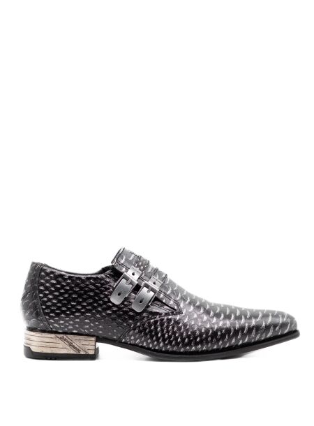 New rock Heren gespschoenen zwart grijs