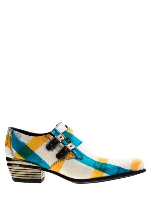 New Rock heren gespschoenen wit combi