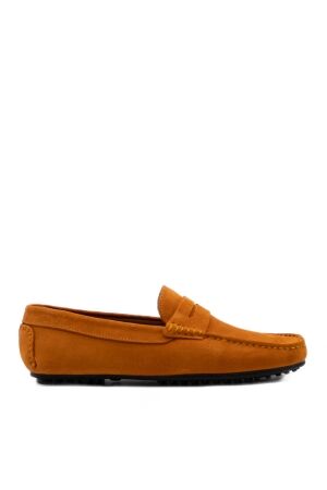 Belang heren mocassins oranje suede