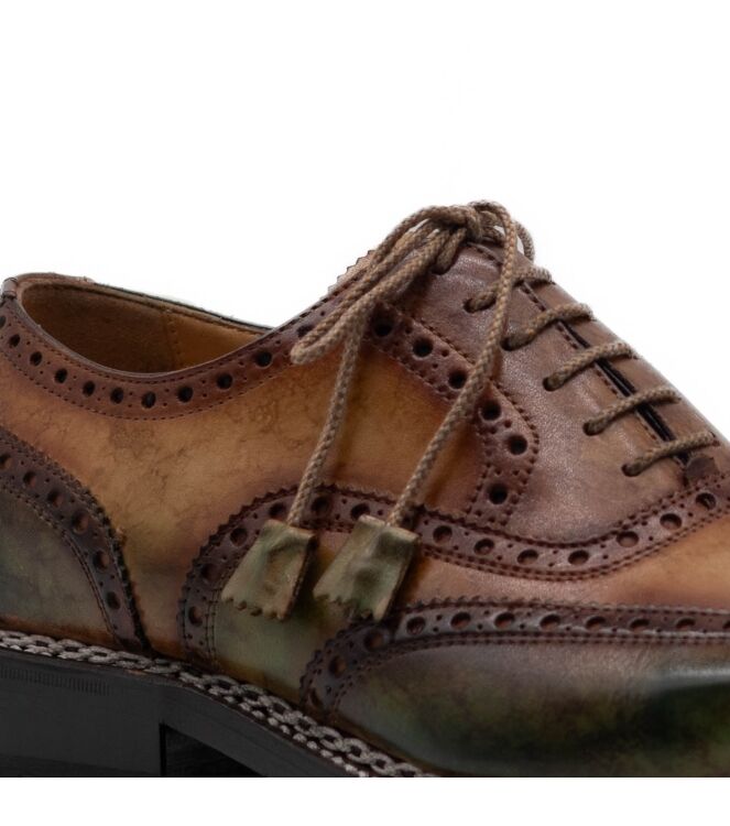 Harris Harris heren veterschoenen bruin groen Lana Rifin Cacao Legno Harris Nette Herenschoenen in Bruin online kopen