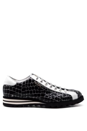 harris heren veterschoenen croco zwart