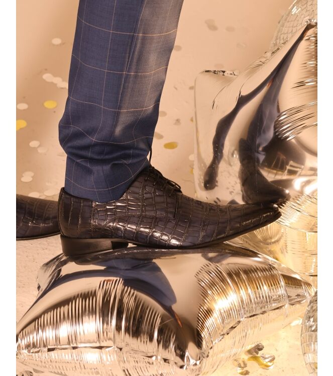 Taft Shoes Taft Shoes heren veterschoenen blauw croco Navy Blue 00P28 Conhpol Heren Lage Veterschoenen in Blauw online kopen