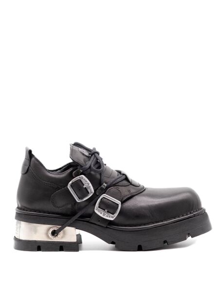New rock Heren veterschoenplateau zwart