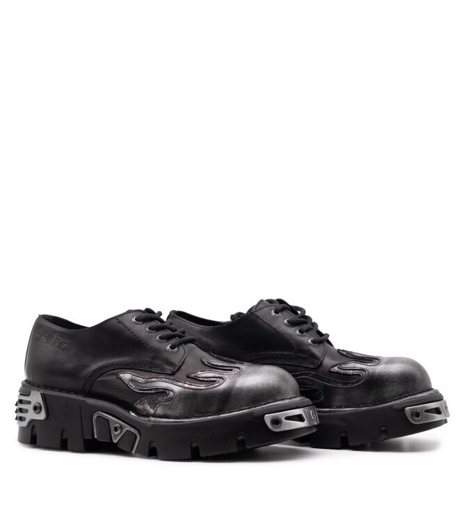 New Rock New Rock heren veterschoen plateau zwart Plane Crust Negro (ijzer) New Rock Heren Hoge Veterschoenen in Zwart online kopen