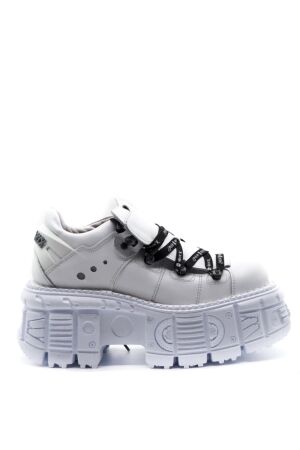 New Rock heren veterschoenen plateau wit