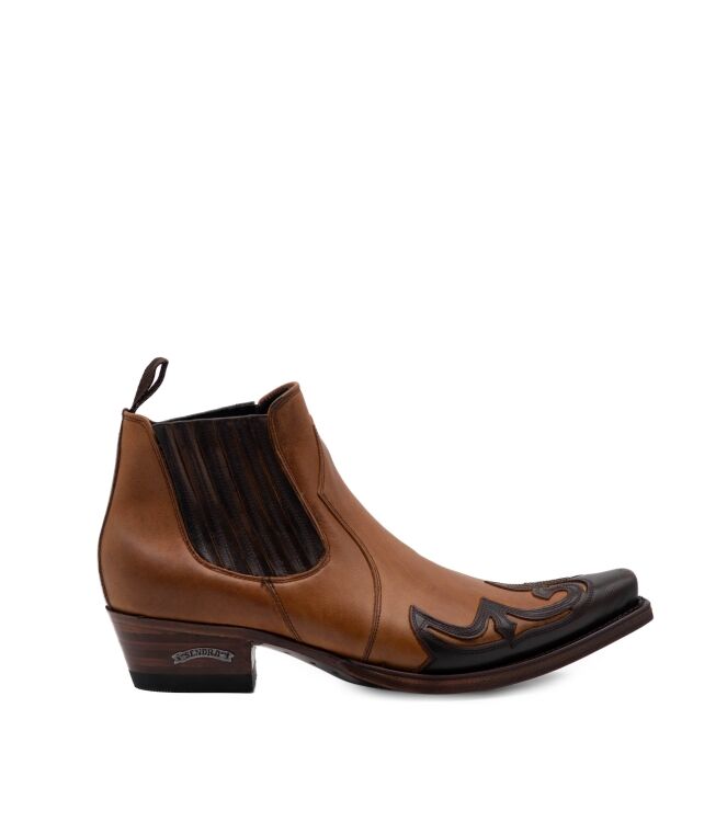 Sendra Boots Sendra Boots heren westernboots cognac combi Natur Antic Jac Evo Tangl Negro Sendra Heren Enkellaarzen in Naturel Combi online kopen