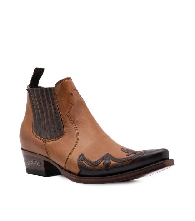 Sendra Boots Sendra Boots heren westernboots cognac combi Natur Antic Jac Evo Tangl Negro Sendra Heren Enkellaarzen in Naturel Combi online kopen