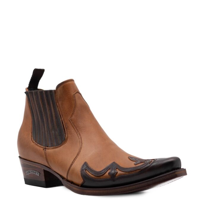 Sendra Boots Sendra Boots heren westernboots cognac combi Natur Antic Jac Evo Tangl Negro Sendra Heren Enkellaarzen in Naturel Combi online kopen