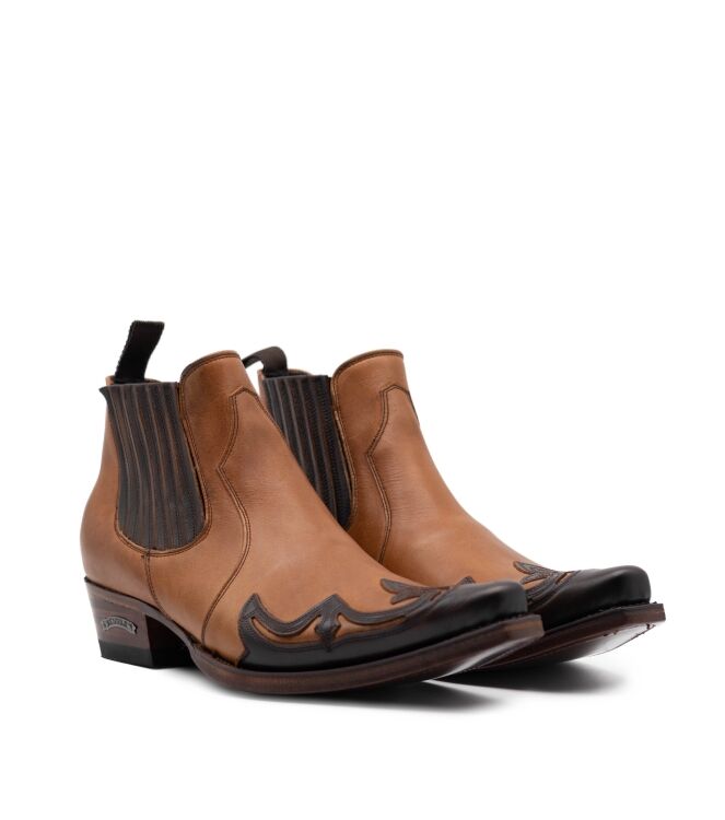 Sendra Boots Sendra Boots heren westernboots cognac combi Natur Antic Jac Evo Tangl Negro Sendra Heren Enkellaarzen in Naturel Combi online kopen