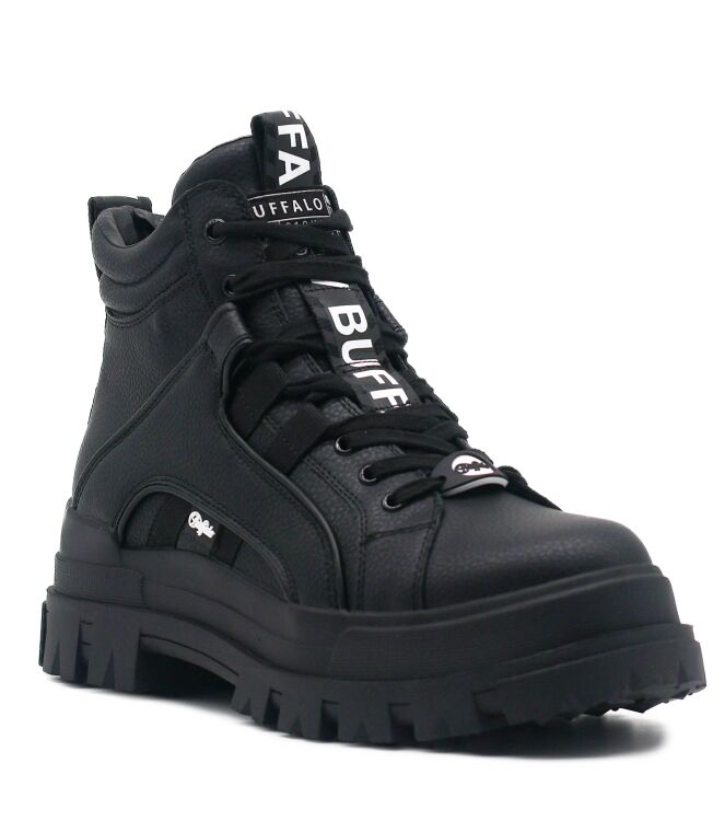 Buffalo Buffalo heren veterschoenen zwart vegan Black Vegan Buffalo Heren Halfhoge Veterschoenen in Zwart online kopen