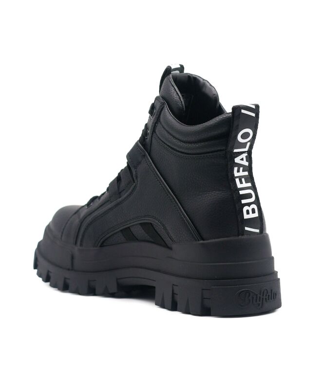 Buffalo Buffalo heren veterschoenen zwart vegan Black Vegan Buffalo Heren Halfhoge Veterschoenen in Zwart online kopen