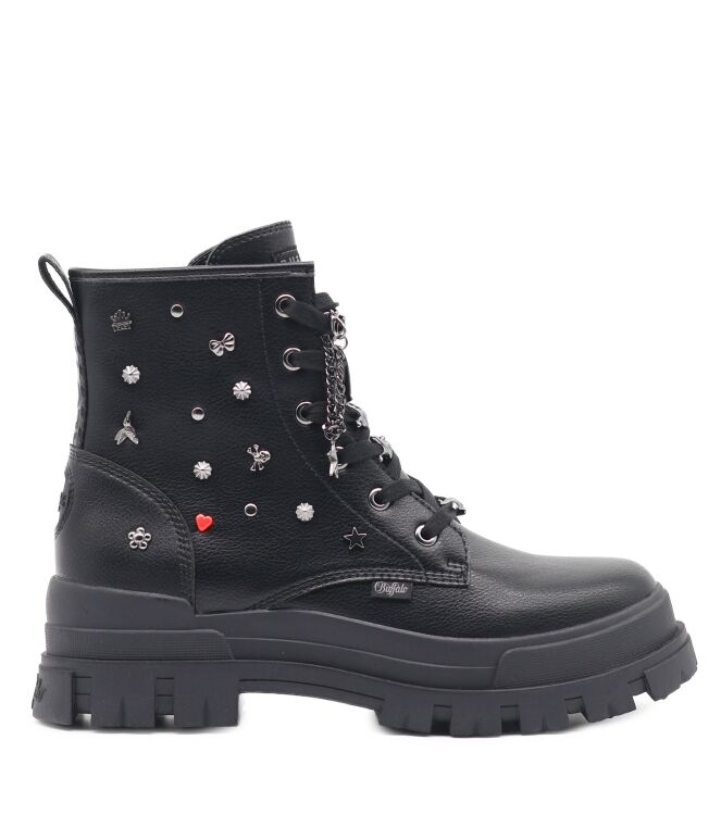 Buffalo Buffalo heren veterboots zwart Black Vegan Nappa Buffalo Heren Halfhoge Veterboots in Zwart online kopen