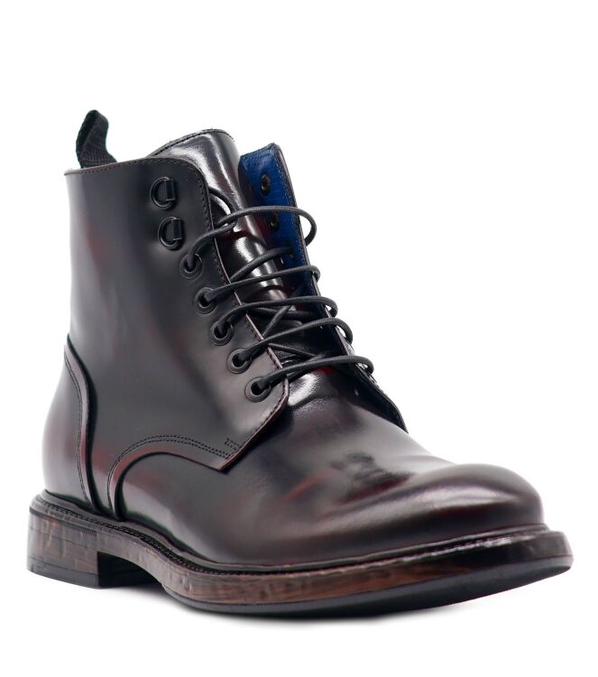 Conhpol Conhpol heren veterboots bordeaux rood Claret Conhpol Heren Halfhoge Veterschoenen in Bordeaux Rood online kopen