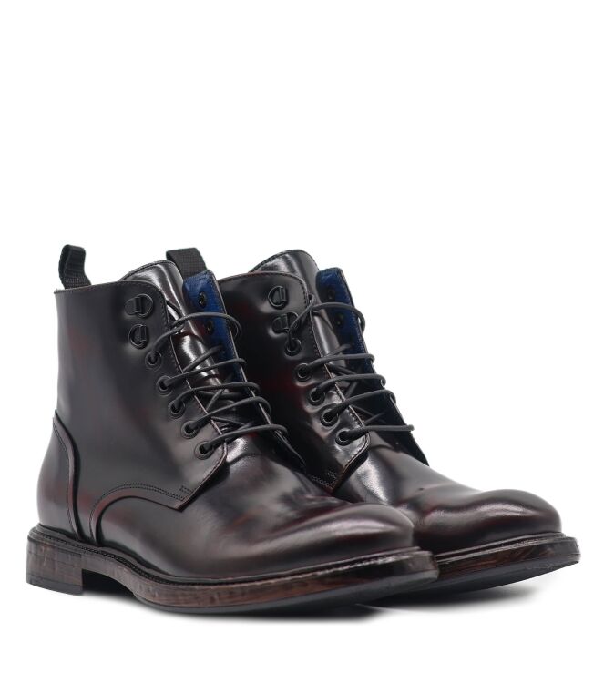 Conhpol Conhpol heren veterboots bordeaux rood Claret Conhpol Heren Halfhoge Veterschoenen in Bordeaux Rood online kopen