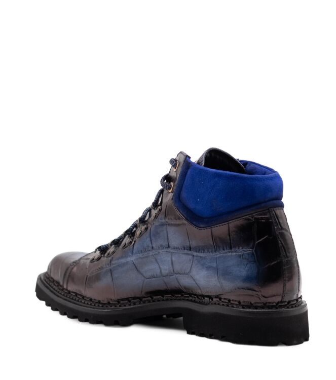 Harris Harris heren veterschoenen blauw combi Cocco Azzuro Sfumato Harris Heren Halfhoge Veterschoenen in Blauw online kopen