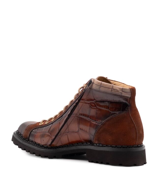 Harris Harris heren veterschoenen cognac combi Cocco Rifin Miele Cam. Kaleido Harris Heren Halfhoge Veterschoenen in Bruin Naturel online kopen