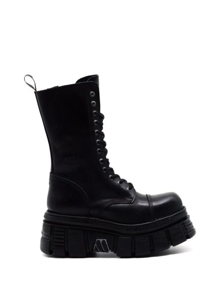 New rock Heren veterboots plateau zwart