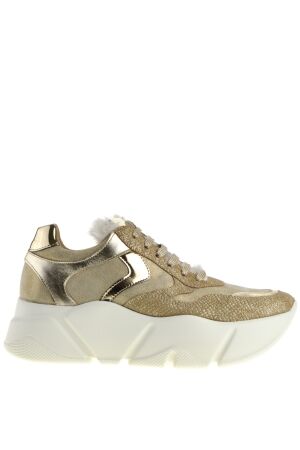 Voile Blanche dames sneakers plateau goud