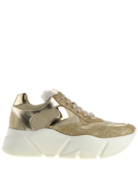 Voile blanche Dames sneakers plateau goud
