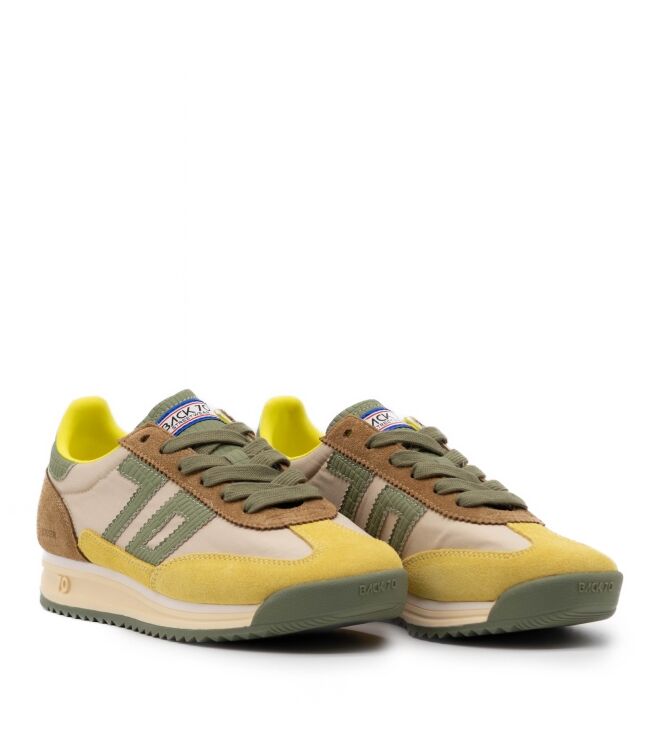 Back 70 Back 70 dames sneakers rubberzool geel Yellow/Army Back70 Dames Sneakers in Geel/Army Groen online kopen