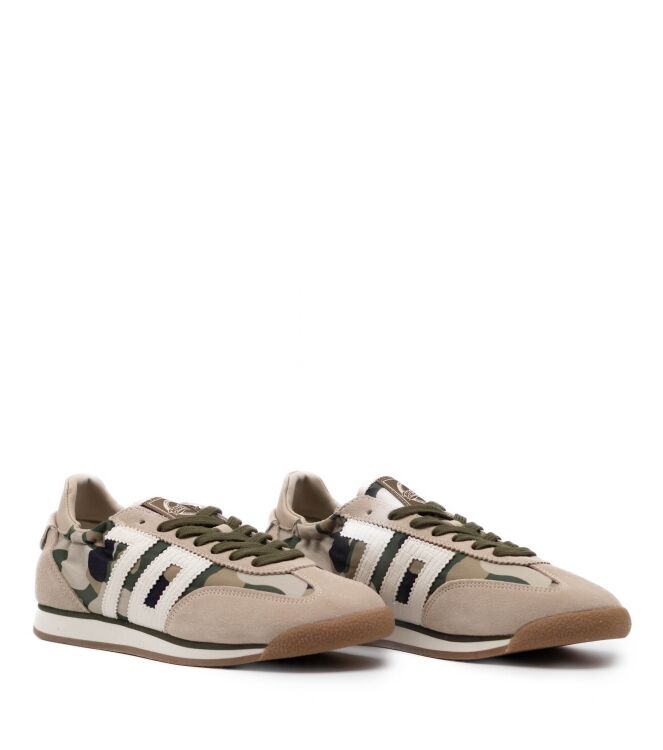 Back 70 Back 70 dames sneaker rubberzool beige Camo Beige Back70 Dames Sneakers in Beige Camouflage online kopen