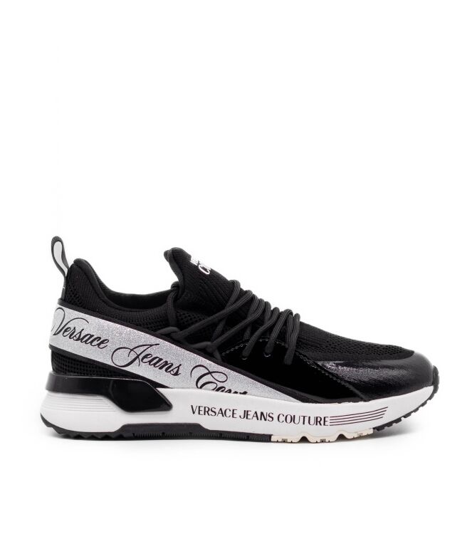 Versace Jeans Versace Jeans dames sneaker zwart combi Black Shiny Coated Versace Jeans Couture Dames Sneakers in Zwart online kopen