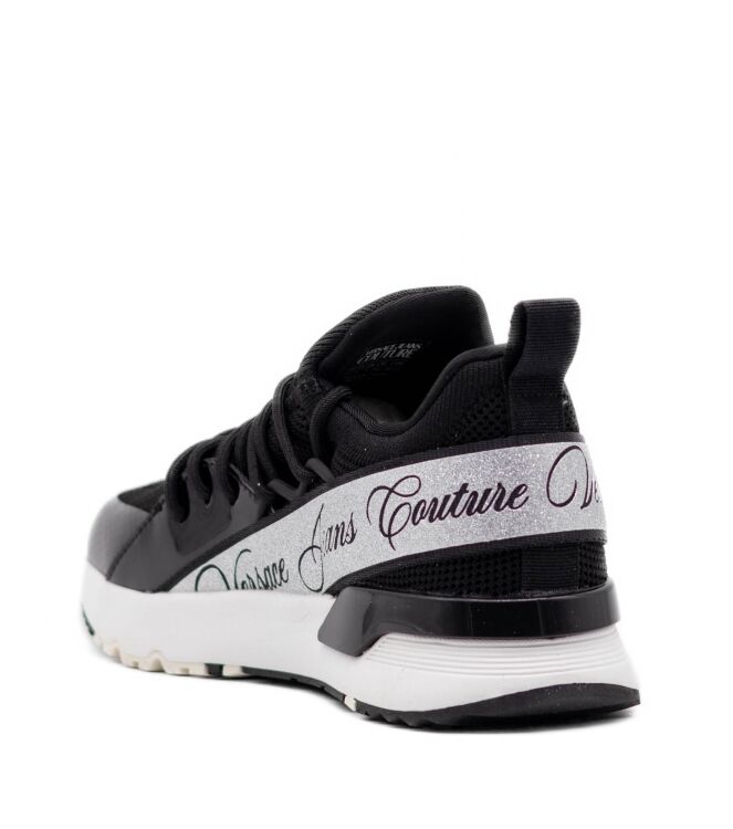 Versace Jeans Versace Jeans dames sneaker zwart combi Black Shiny Coated Versace Jeans Couture Dames Sneakers in Zwart online kopen