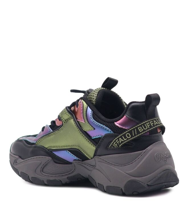Buffalo Buffalo dames sneakers zwart groen Black Green Buffalo Dames Sneakers in Zwart online kopen