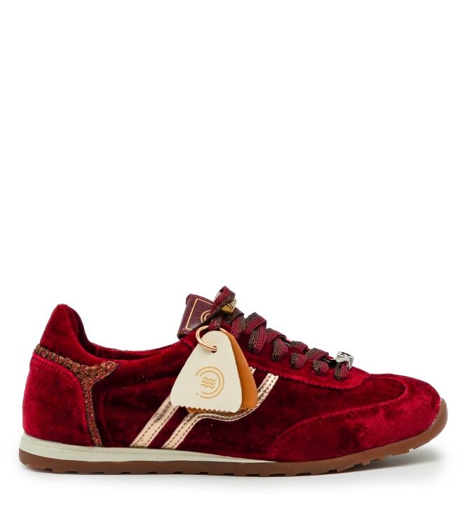 Prima-base Prima-base dames sneakers rood velvet 069 Prima-base dames sneakers rood velvet 25 rood donker bordeaux Direct leverbaar uit de webshop van www.taft.nl/