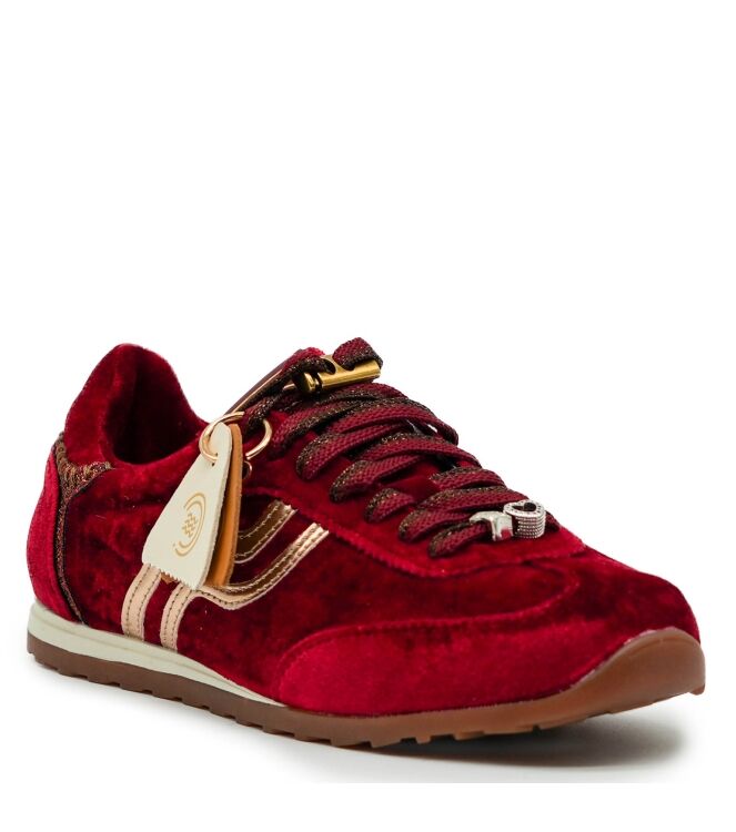 Prima-base Prima-base dames sneakers rood velvet 069 Prima-base dames sneakers rood velvet 25 rood donker bordeaux Direct leverbaar uit de webshop van www.taft.nl/