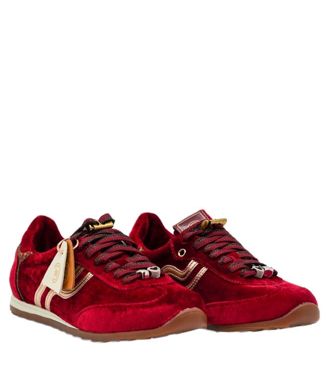 Prima-base Prima-base dames sneakers rood velvet 069 Prima-base dames sneakers rood velvet 25 rood donker bordeaux Direct leverbaar uit de webshop van www.taft.nl/