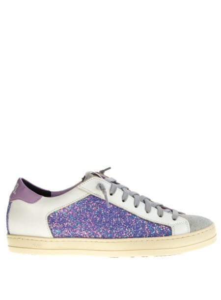 P448 Dames sneakes wit lila glitter