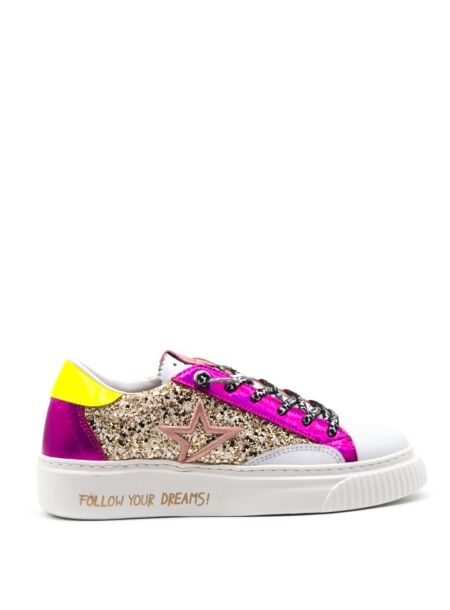 Cetti Dames sneakers wit goud combi