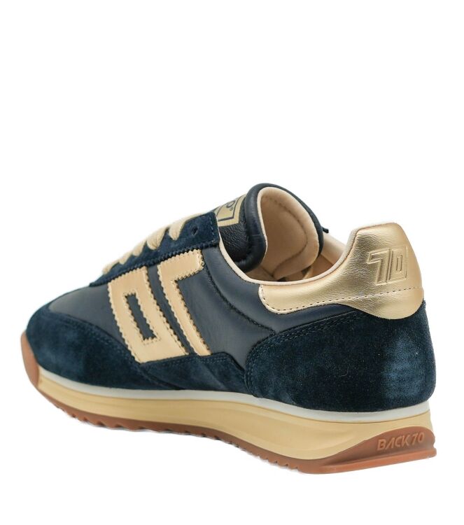 Back70 Back70 dames sneakers blauw goud Sprong Nappa Navy Gold Back70 Dames Sneakers Blauw Goud