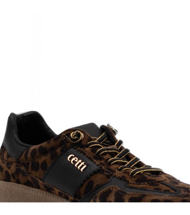 Cetti Cetti dames sneakers leopard Leopardo Tabac Cetti Dames Sneakers in Bruin Leo Combi online kopen