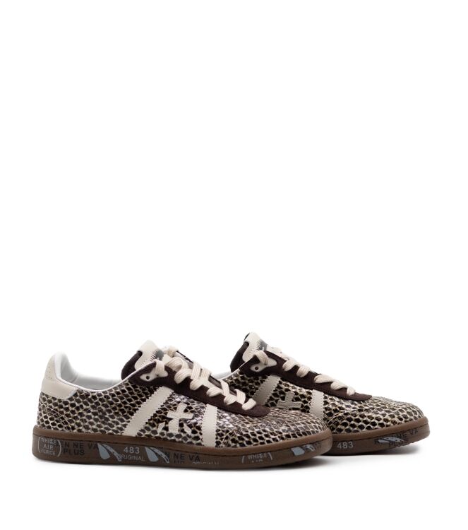 Premiata Premiata dames sneakers rubberzool bruin Var8573 Premiata Dames Sneakers in Bruin Slang online kopen