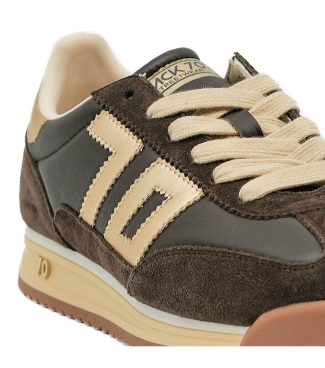 Back70 Back70 dames sneakers bruin goud Sprong Nappa Coffee Gold Back70 Dames Sneakers Bruin Goud