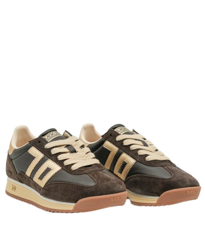 Back70 Back70 dames sneakers bruin goud Sprong Nappa Coffee Gold Back70 Dames Sneakers Bruin Goud