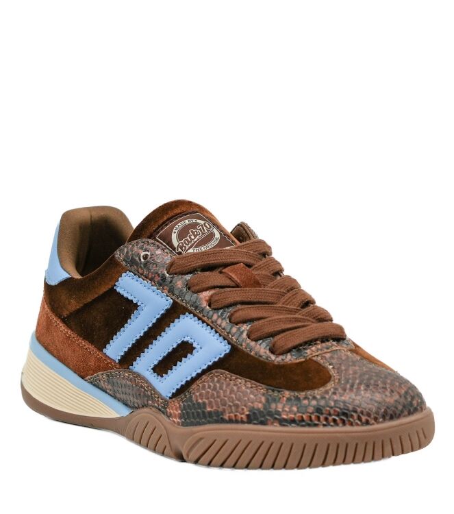 Back70 Back70 dames sneakers bruin combi Velvet Cuoio Sky Back70 Dames Sneakers Bruin Combi