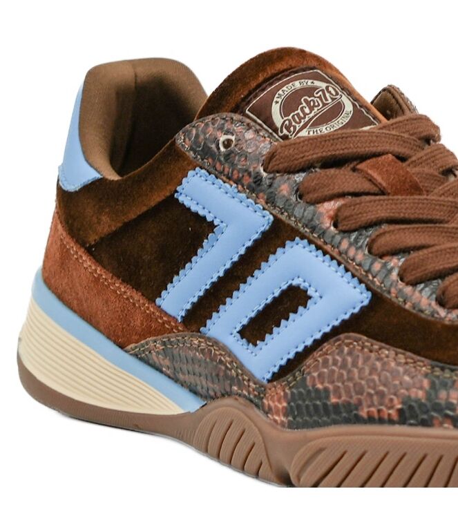 Back70 Back70 dames sneakers bruin combi Velvet Cuoio Sky Back70 Dames Sneakers Bruin Combi