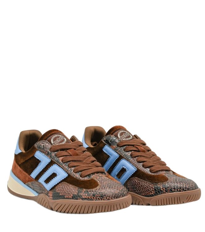 Back70 Back70 dames sneakers bruin combi Velvet Cuoio Sky Back70 Dames Sneakers Bruin Combi