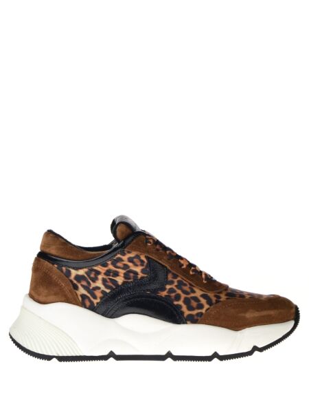 Voile blanche Dames sneakers leopard cognac