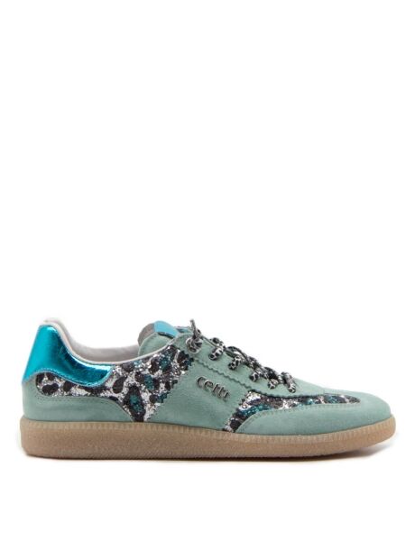 Cetti Dames sneakers groen glitter