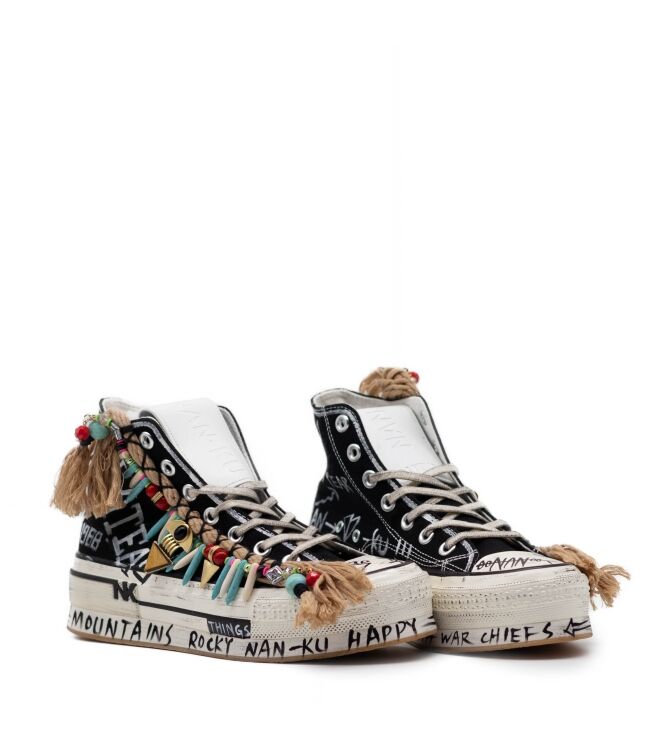 Nan-Ku Couture Dames Platform Sneakers in Zwart online kopen 